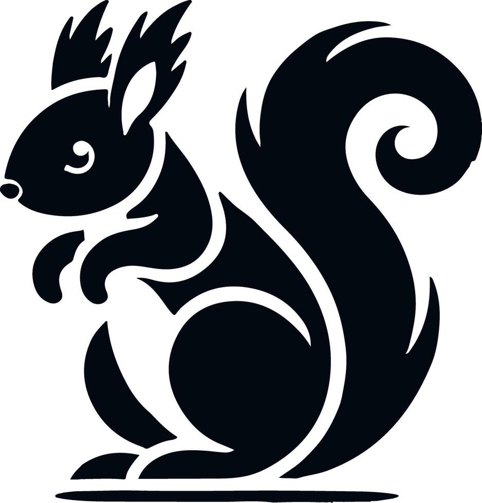Elegant Squirrel Silhouette Minimalist Black-and-White Design vector