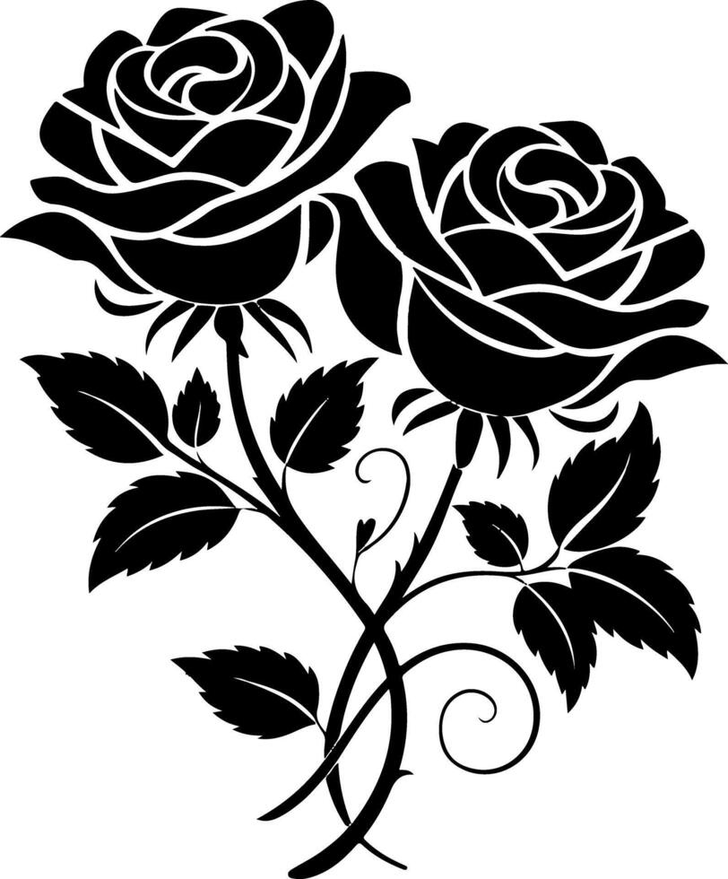 Elegant Rose Silhouette Intricate Floral Design in Black vector