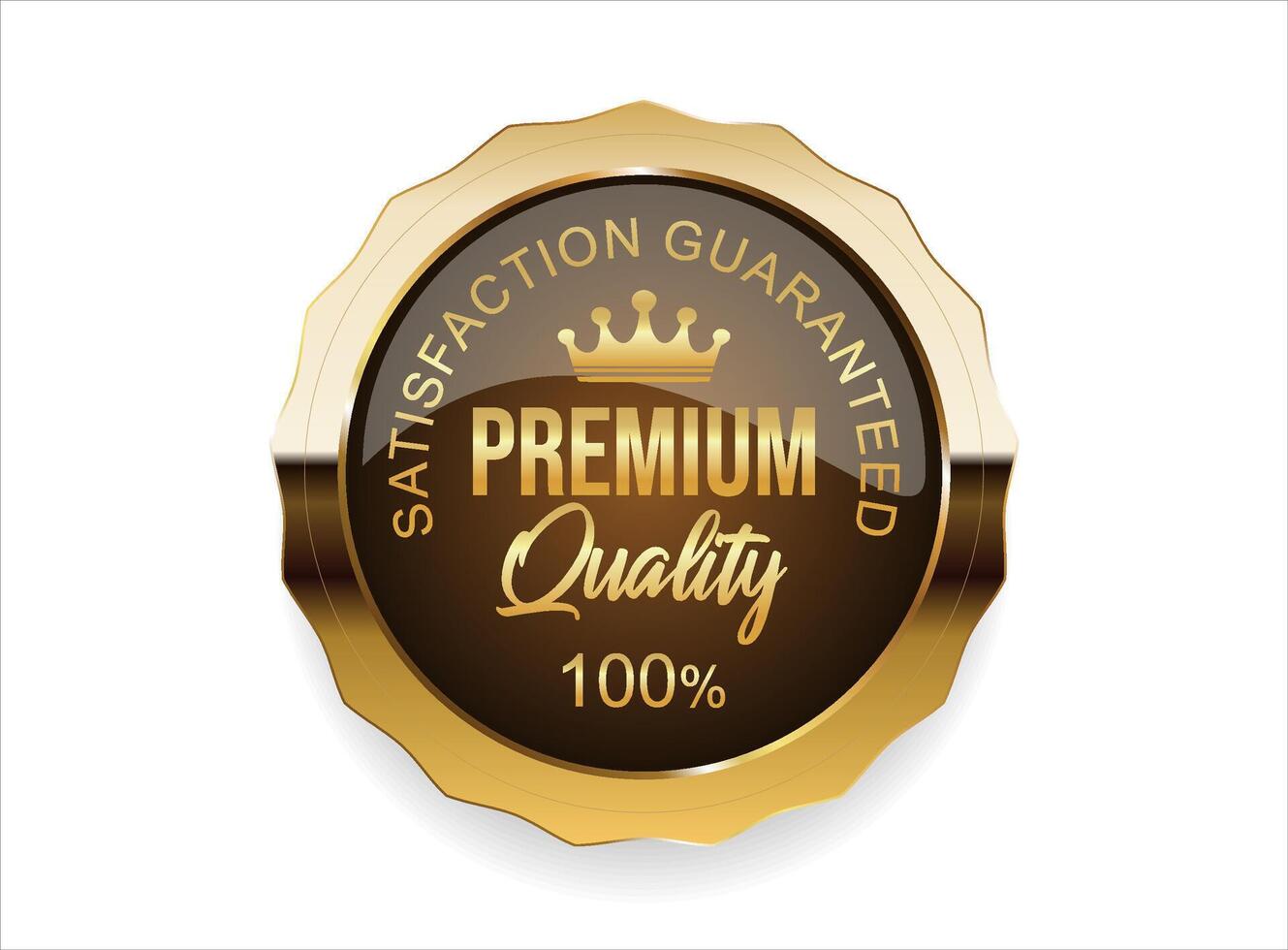 Premium quality satisfaction guaranteed golden badge on white background vector