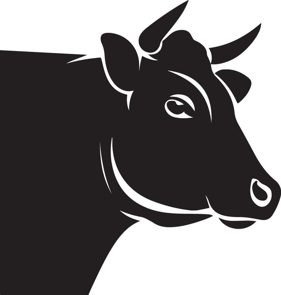 Symmetrical Cow Head with Bold Contours vector