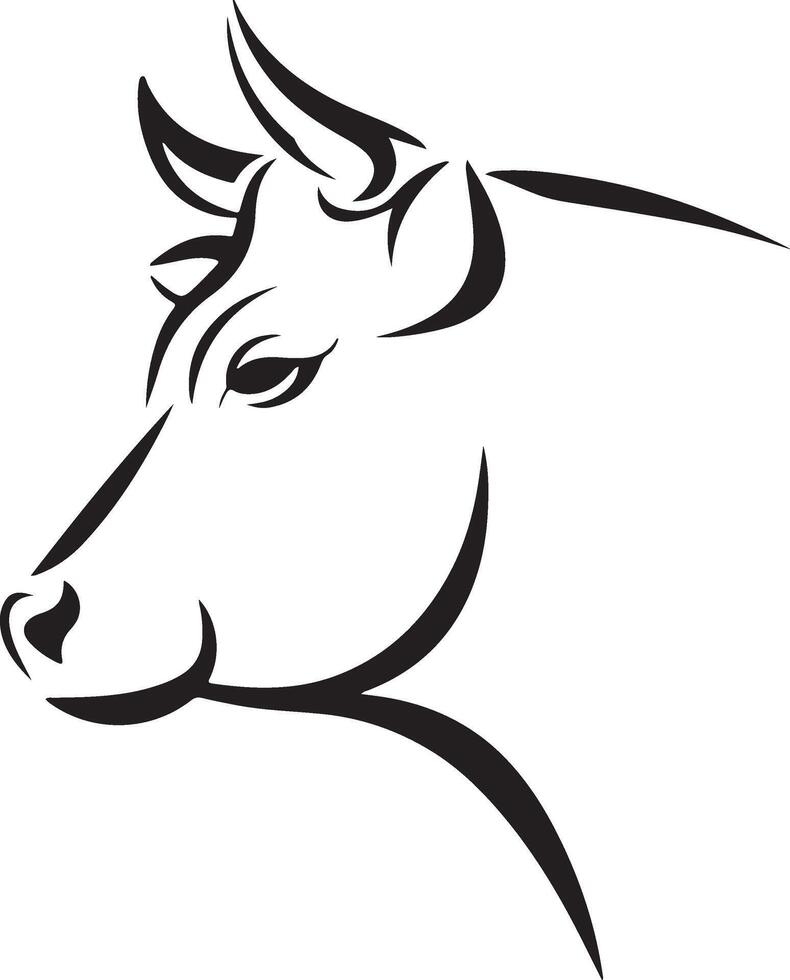 Symmetrical Cow Head with Sharp Contours vector