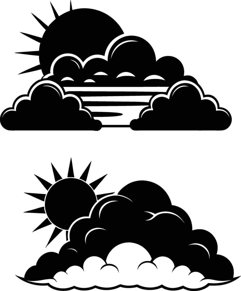 Silhouette of Sun and Cloud vector