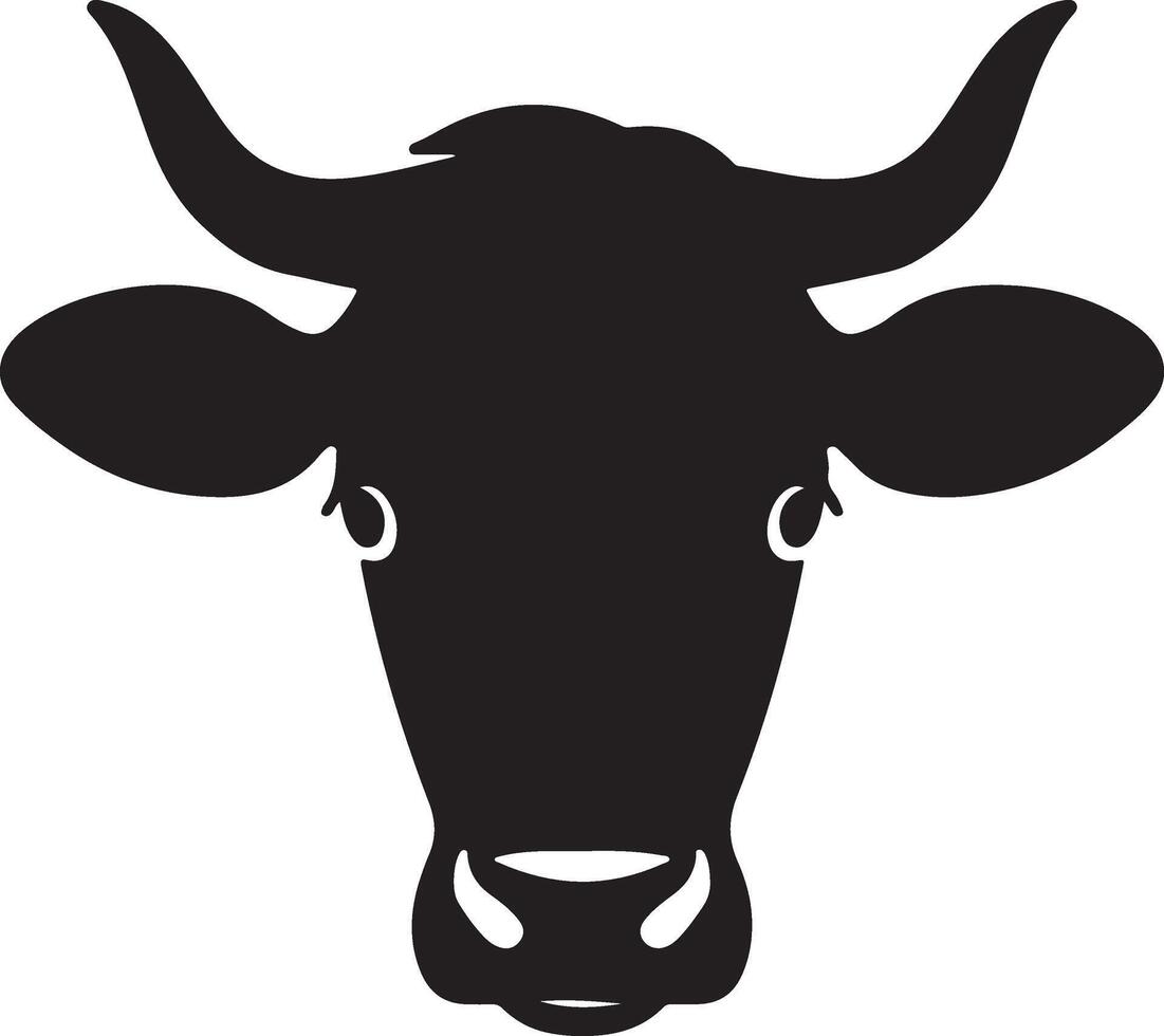 Stylized Symmetrical Cow Head Silhouette vector