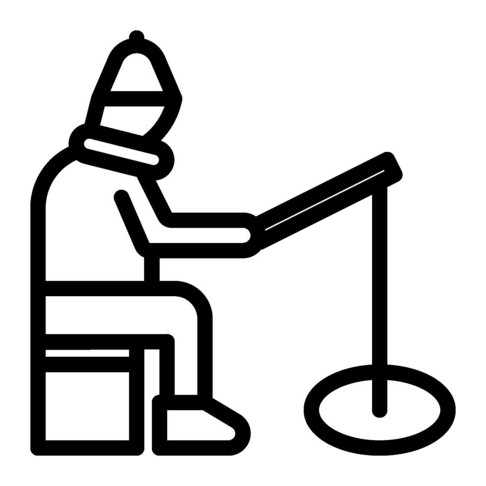 Ice fishing icon line style vector