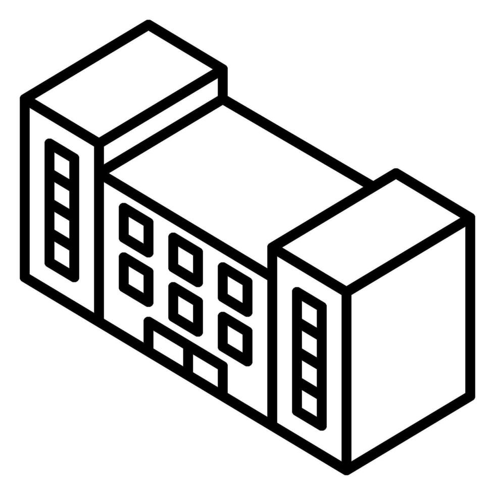 Office building isometric icon line style vector