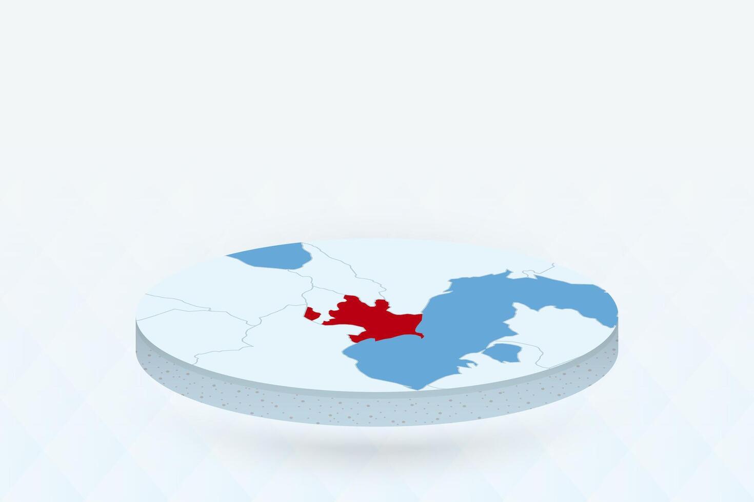 3D Isometric Map Highlighting Azerbaijan in Red. vector