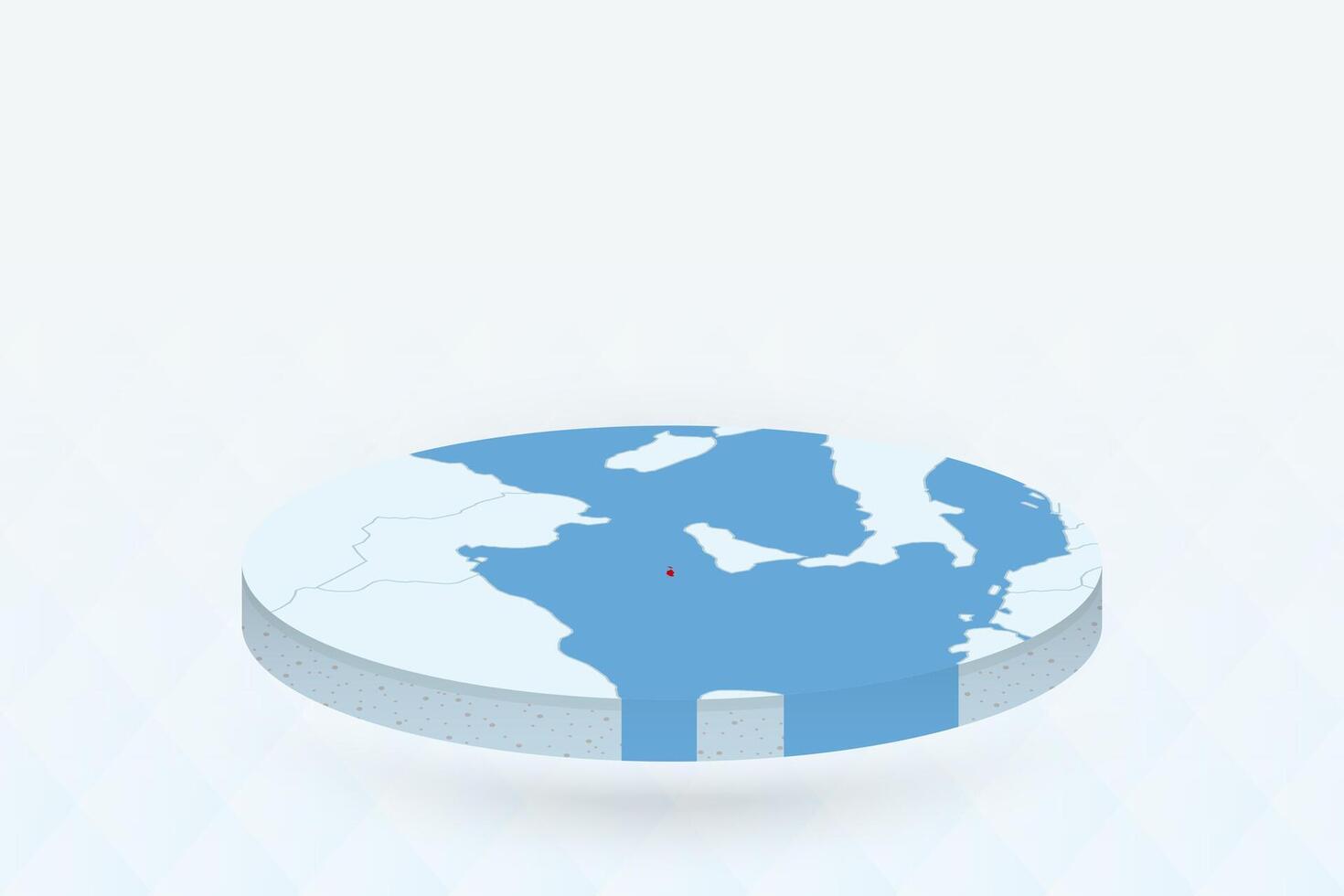 3D Isometric Map Highlighting Malta in Red. vector