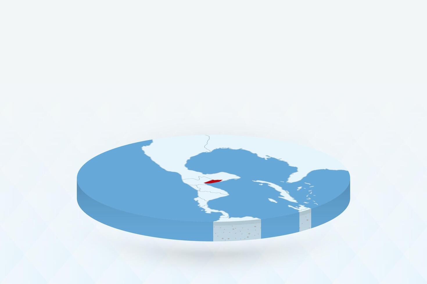 3D Isometric Map Highlighting Belize in Red. vector