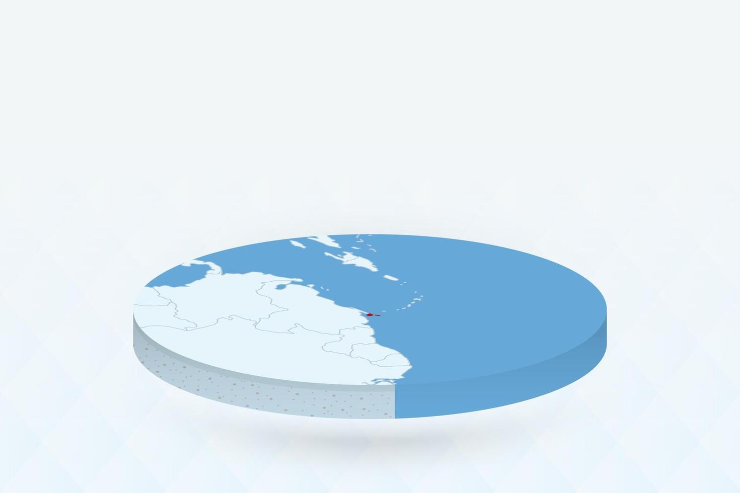 3D Isometric Map Highlighting Trinidad and Tobago in Red. vector