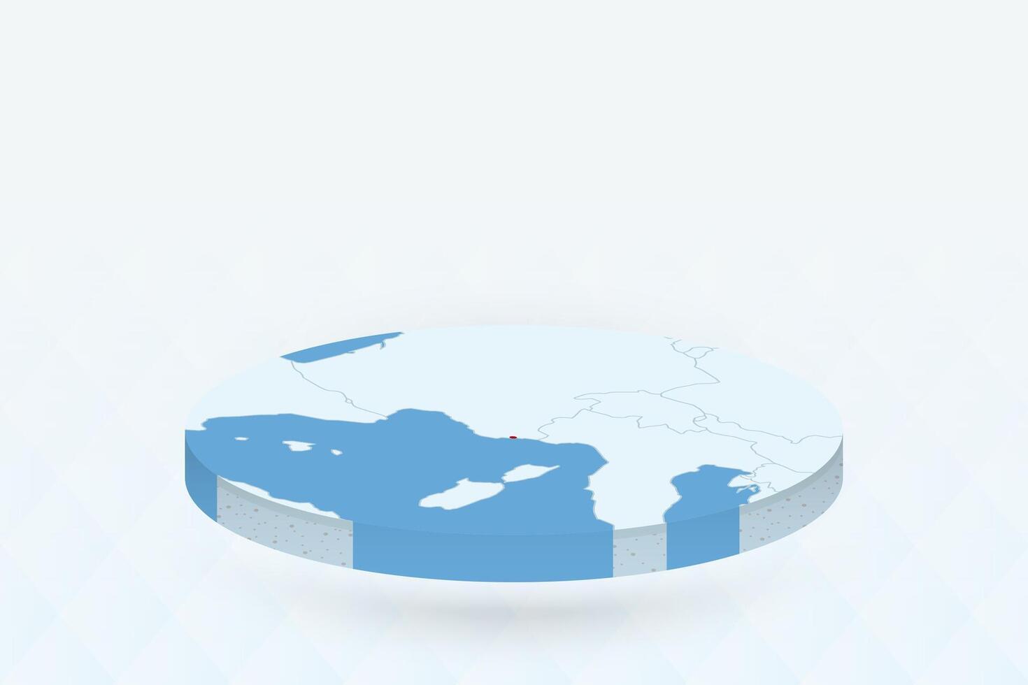 3D Isometric Map Highlighting Monaco in Red. vector