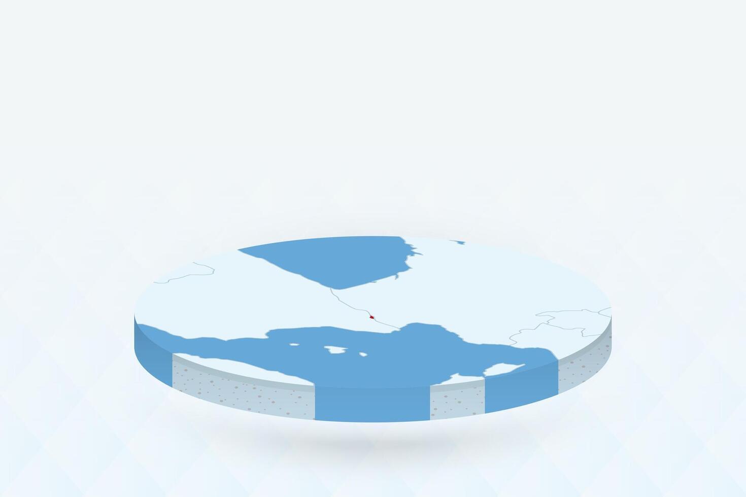 3D Isometric Map Highlighting Andorra in Red. vector