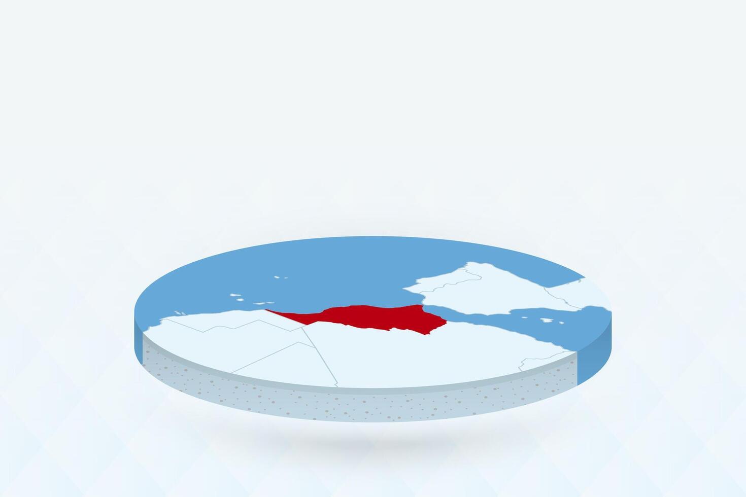 3D Isometric Map Highlighting Morocco in Red. vector