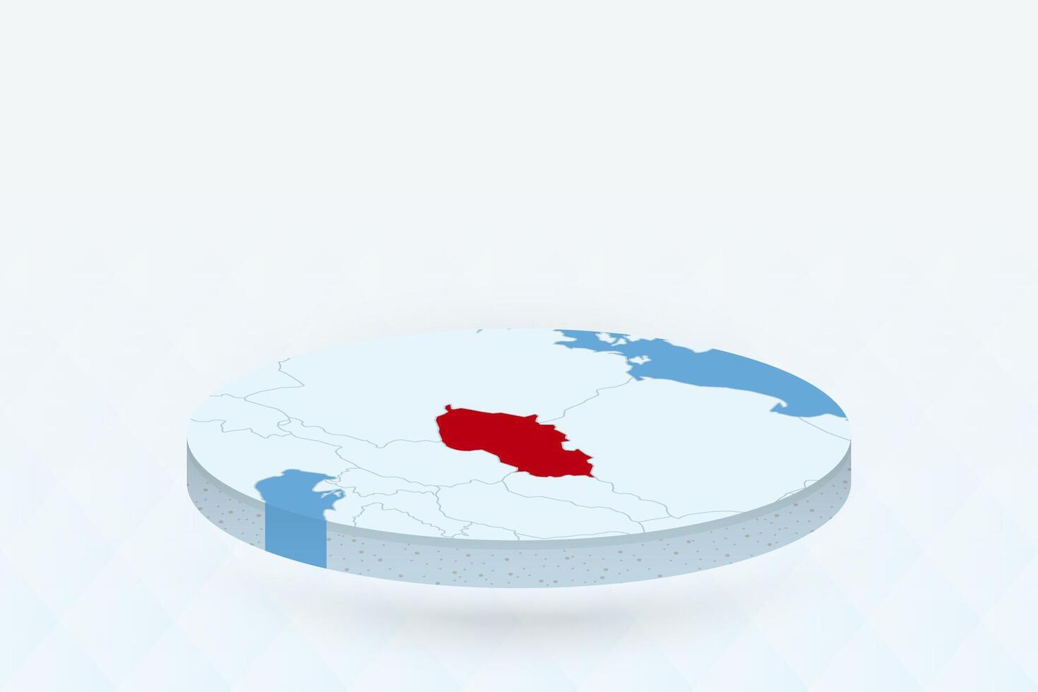 3D Isometric Map Highlighting Czech Republic in Red. vector