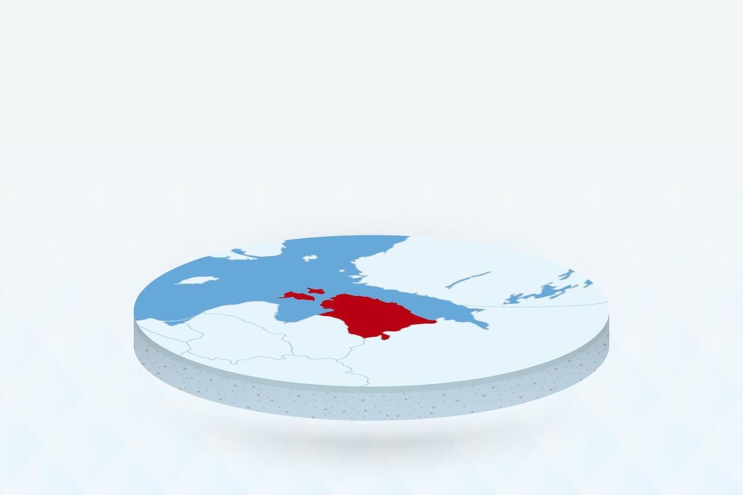 3D Isometric Map Highlighting Estonia in Red. vector