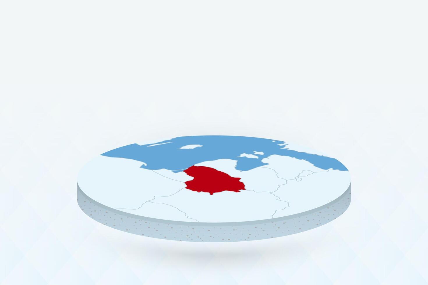 3D Isometric Map Highlighting Lithuania in Red. vector