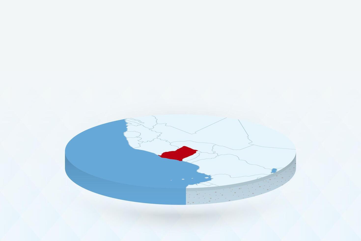 3D Isometric Map Highlighting Ghana in Red. vector