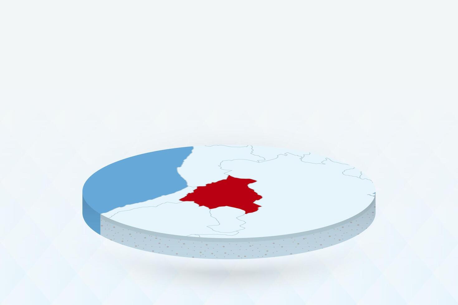 3D Isometric Map Highlighting Bolivia in Red. vector