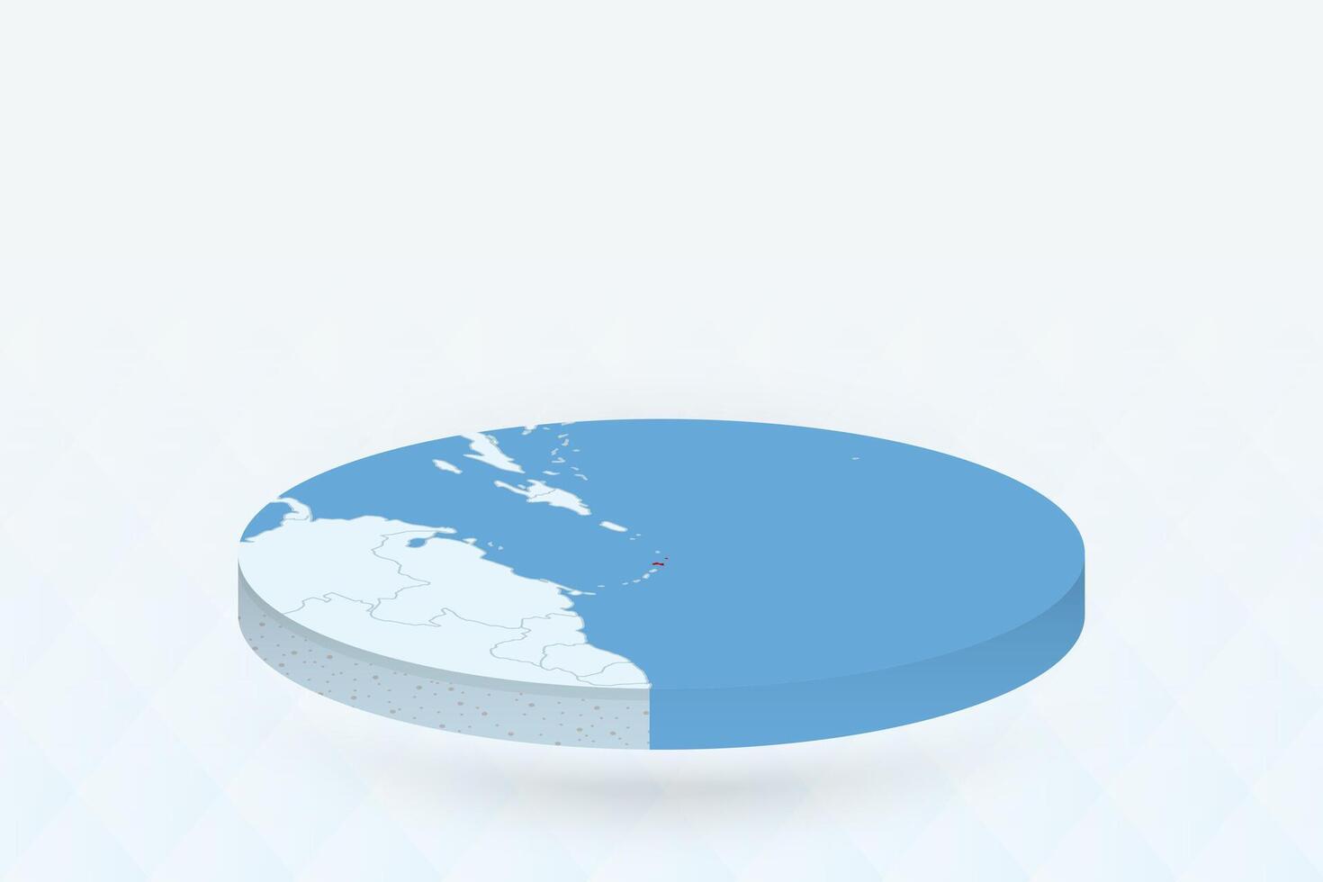 3D Isometric Map Highlighting Antigua and Barbuda in Red. vector