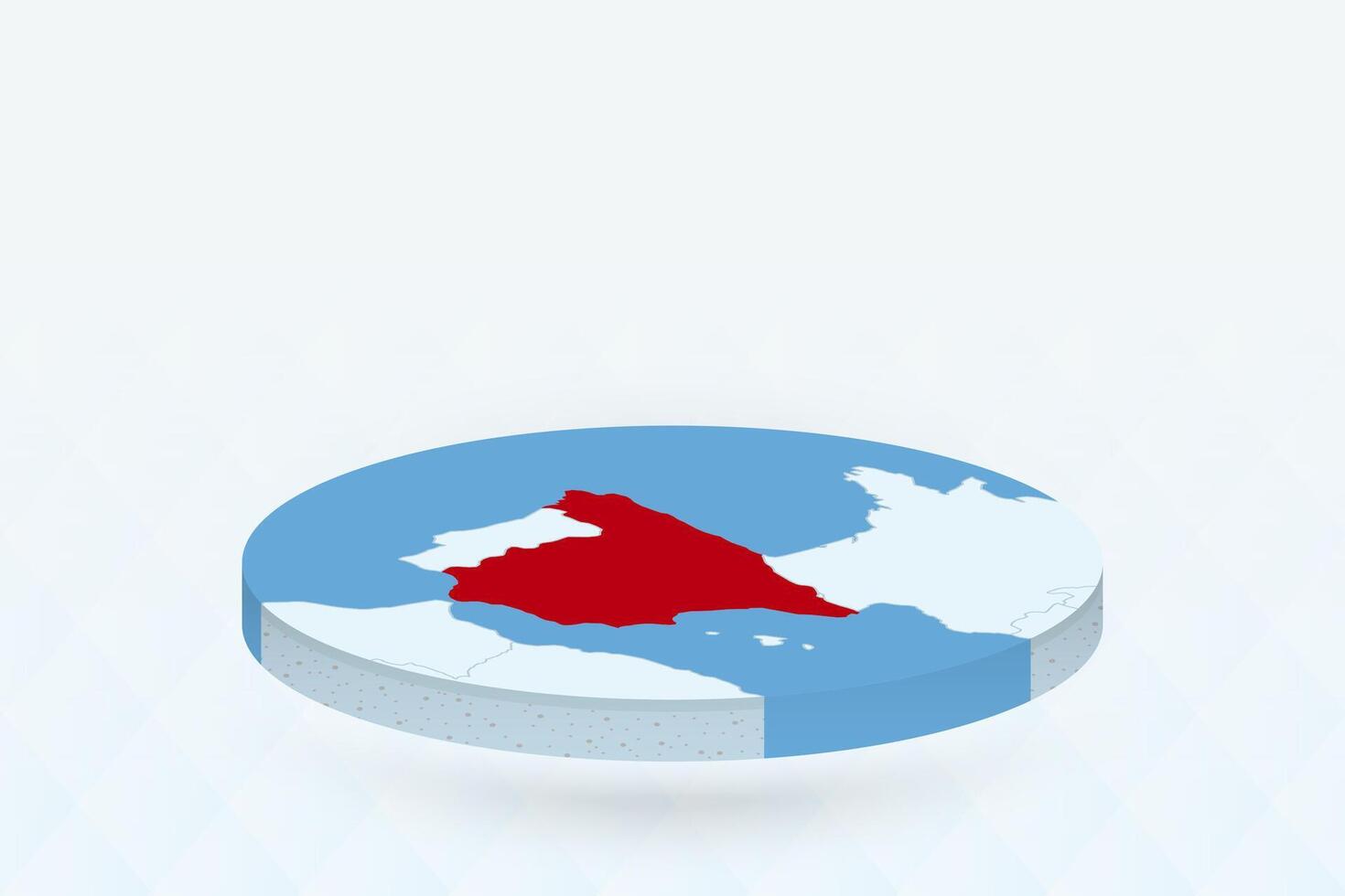 3D Isometric Map Highlighting Spain in Red. vector