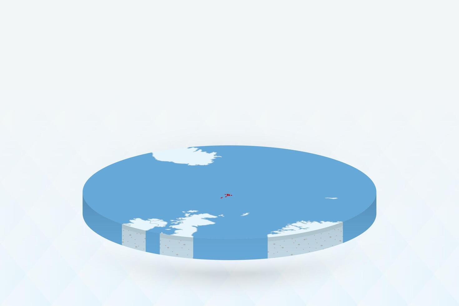 3D Isometric Map Highlighting Faroe Islands in Red. vector