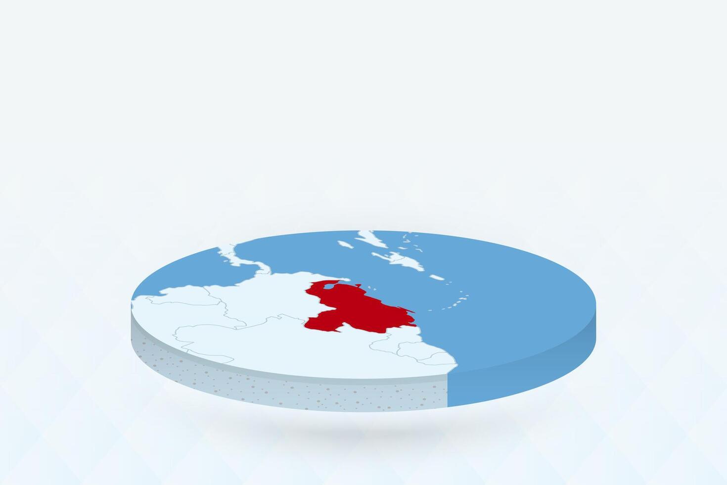 3D Isometric Map Highlighting Venezuela in Red. vector