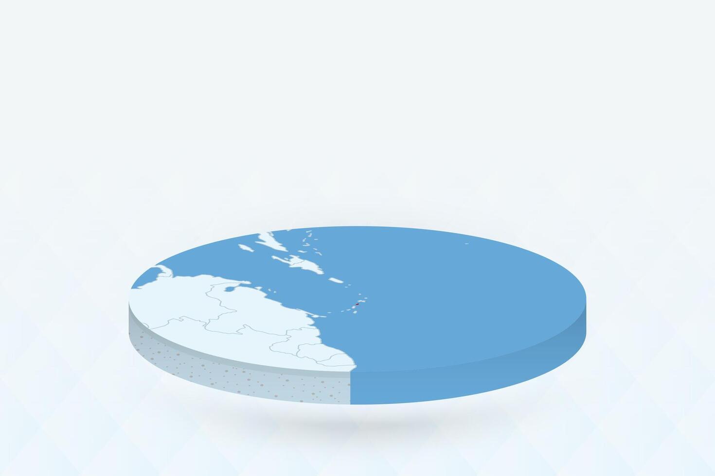 3D Isometric Map Highlighting Dominica in Red. vector