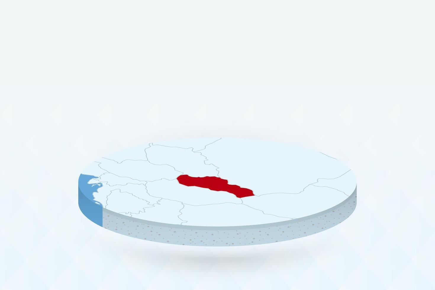 3D Isometric Map Highlighting Slovakia in Red. vector