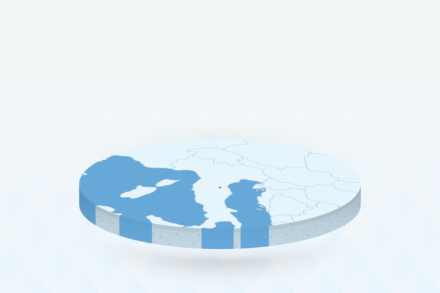 3D Isometric Map Highlighting San Marino in Red. vector