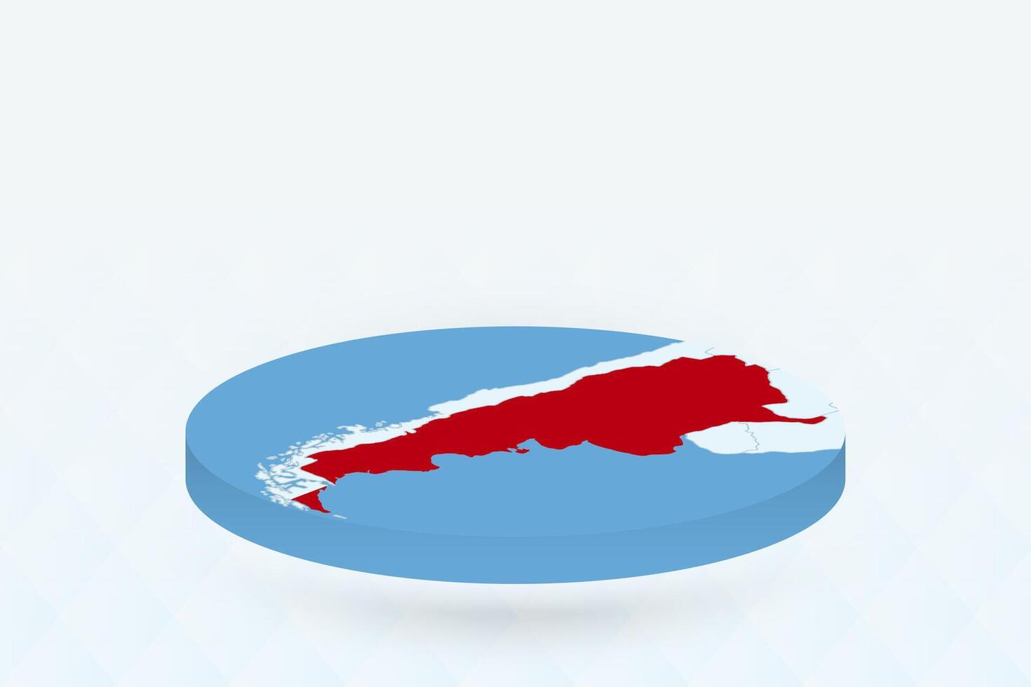 3D Isometric Map Highlighting Argentina in Red. vector