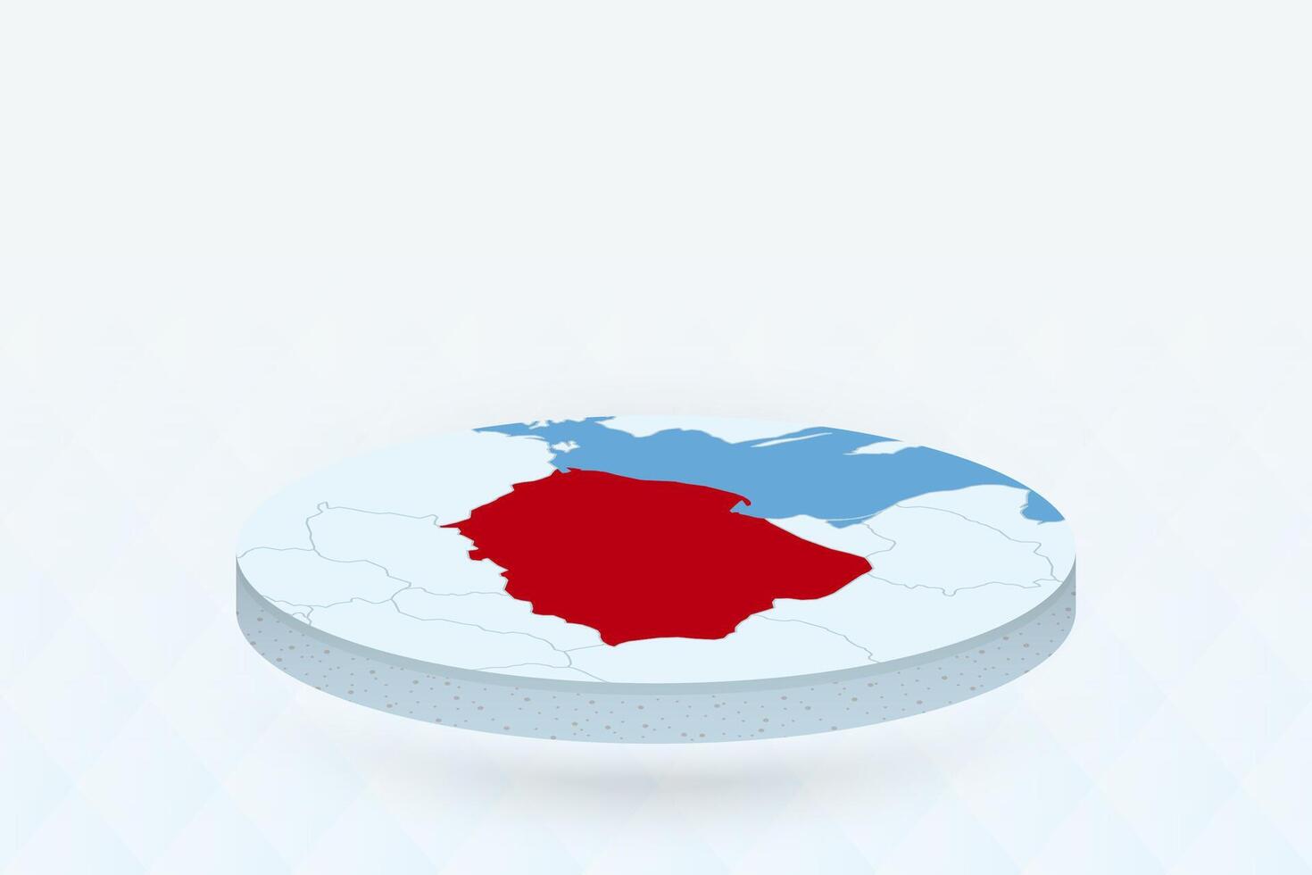 3D Isometric Map Highlighting Poland in Red. vector