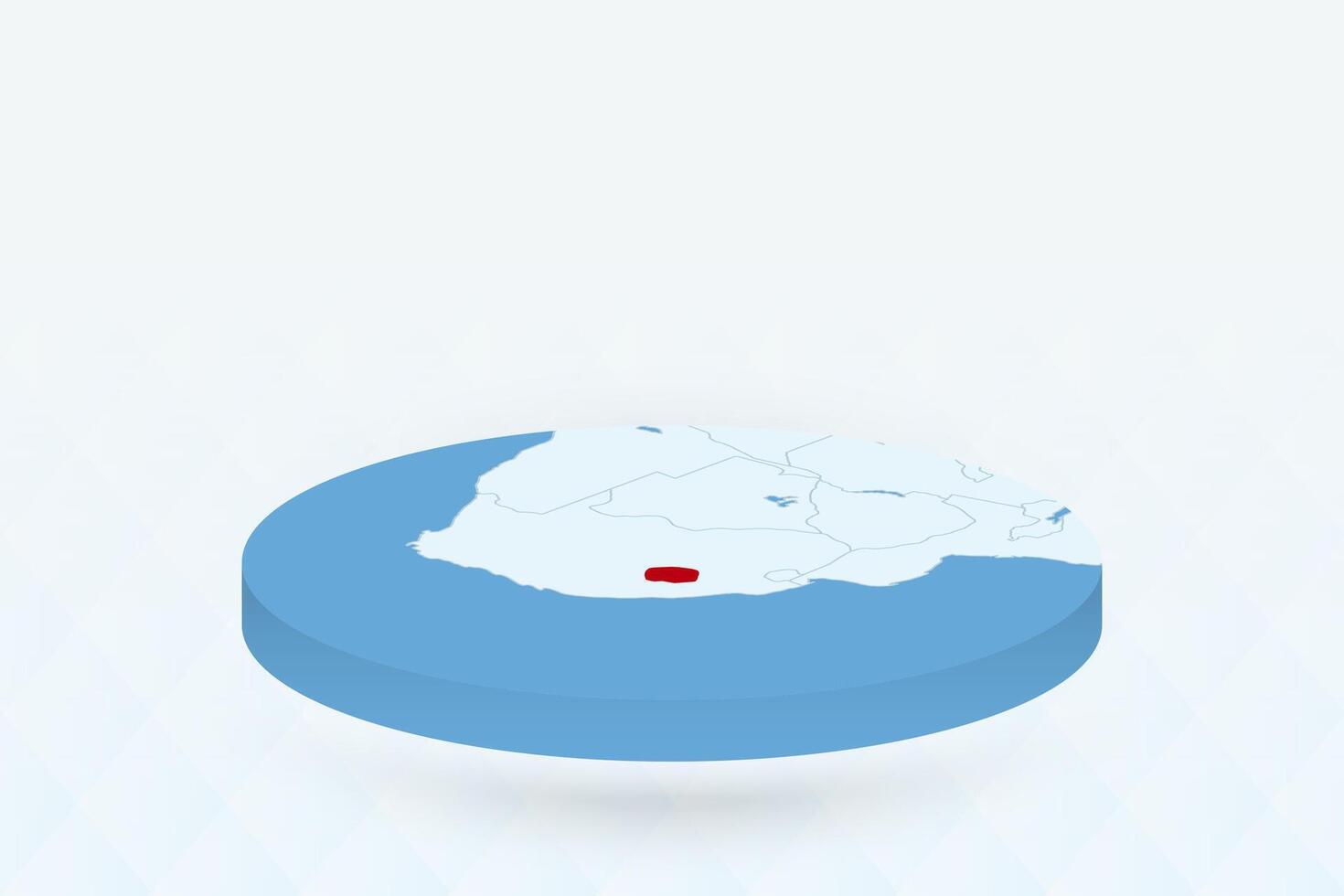 3D Isometric Map Highlighting Lesotho in Red. vector