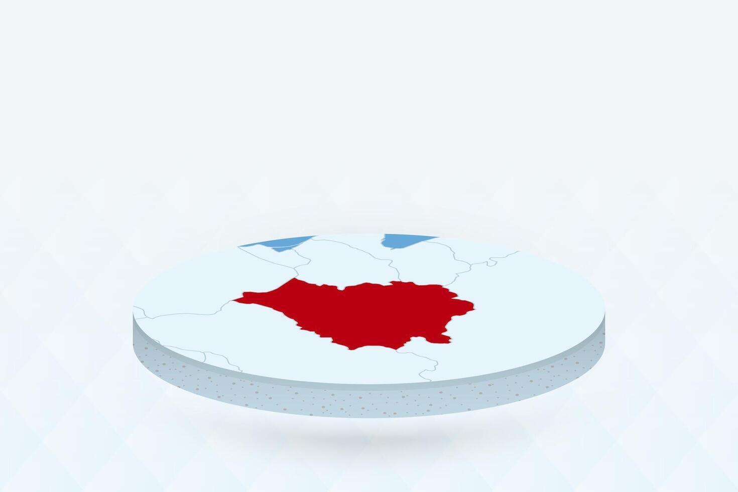 3D Isometric Map Highlighting Belarus in Red. vector