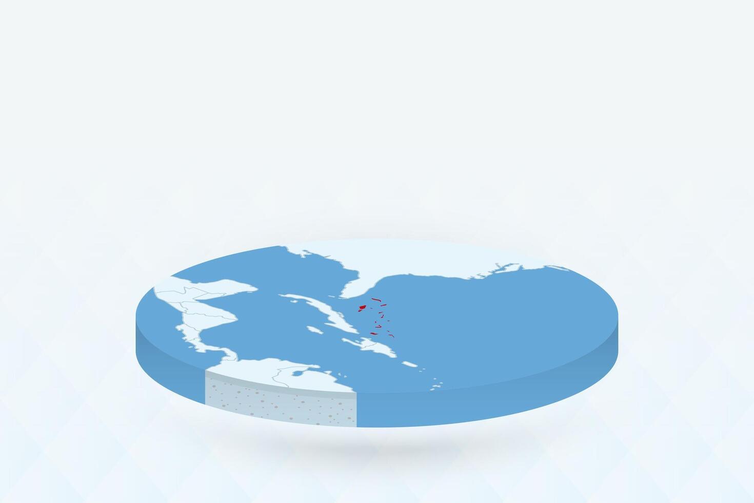 3D Isometric Map Highlighting The Bahamas in Red. vector