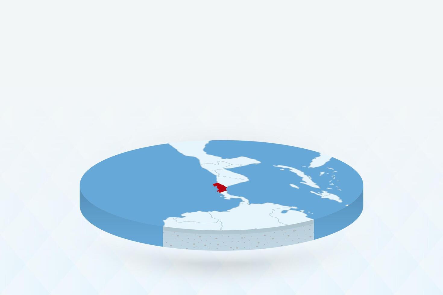 3D Isometric Map Highlighting Costa Rica in Red. vector