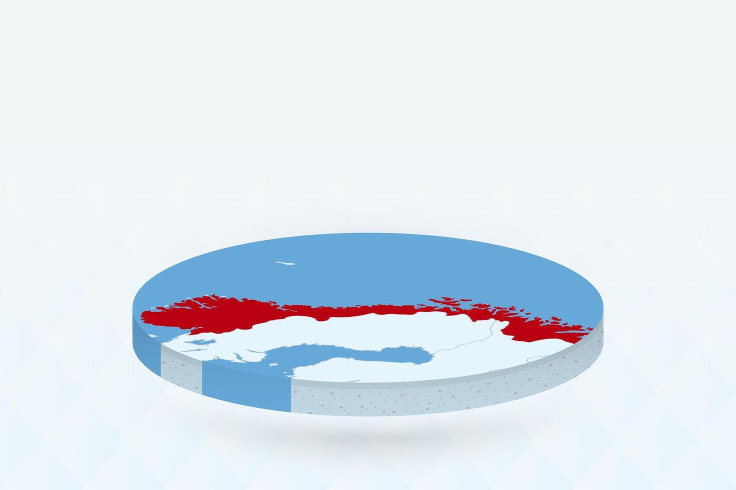 3D Isometric Map Highlighting Norway in Red. vector