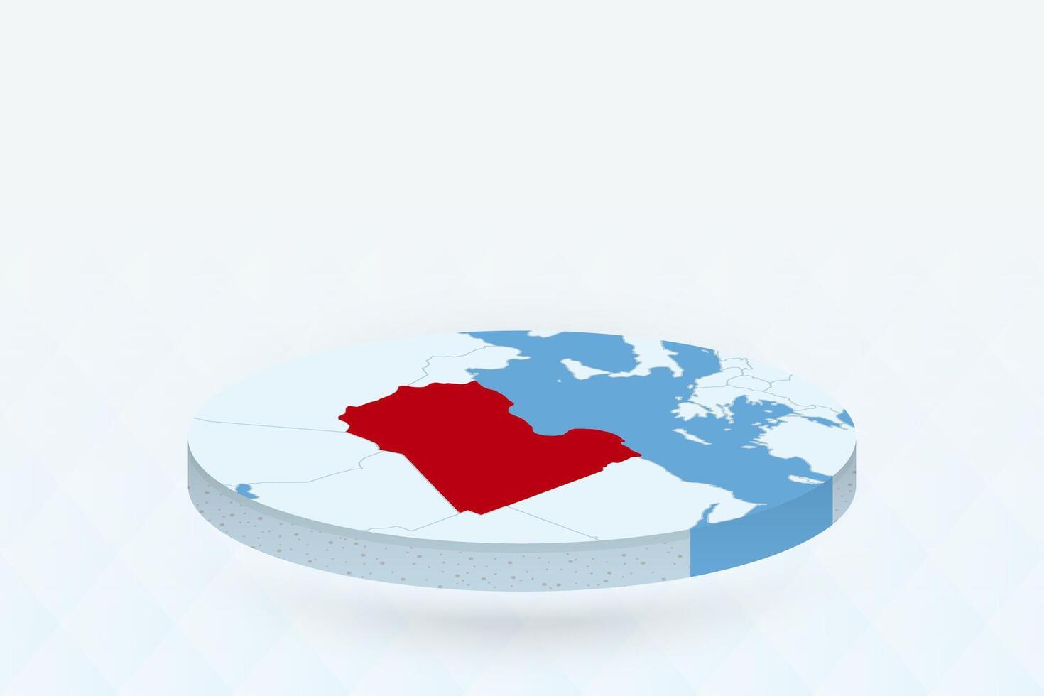 3D Isometric Map Highlighting Libya in Red. vector