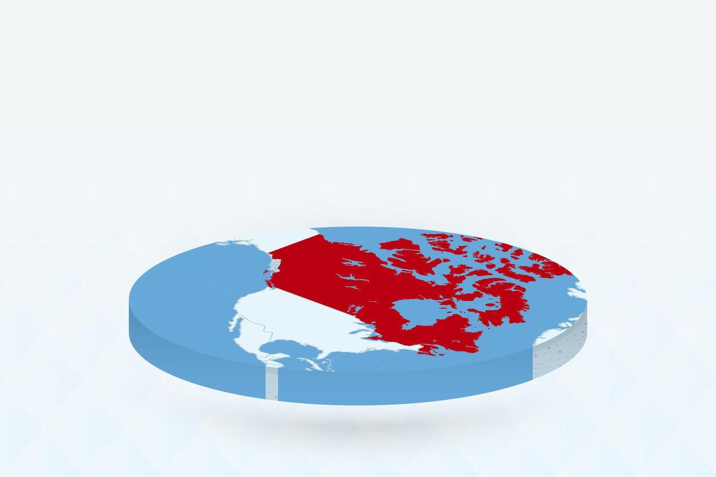 3D Isometric Map Highlighting Canada in Red. vector