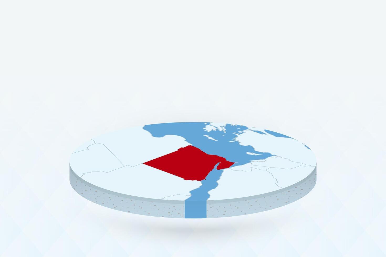3D Isometric Map Highlighting Egypt in Red. vector