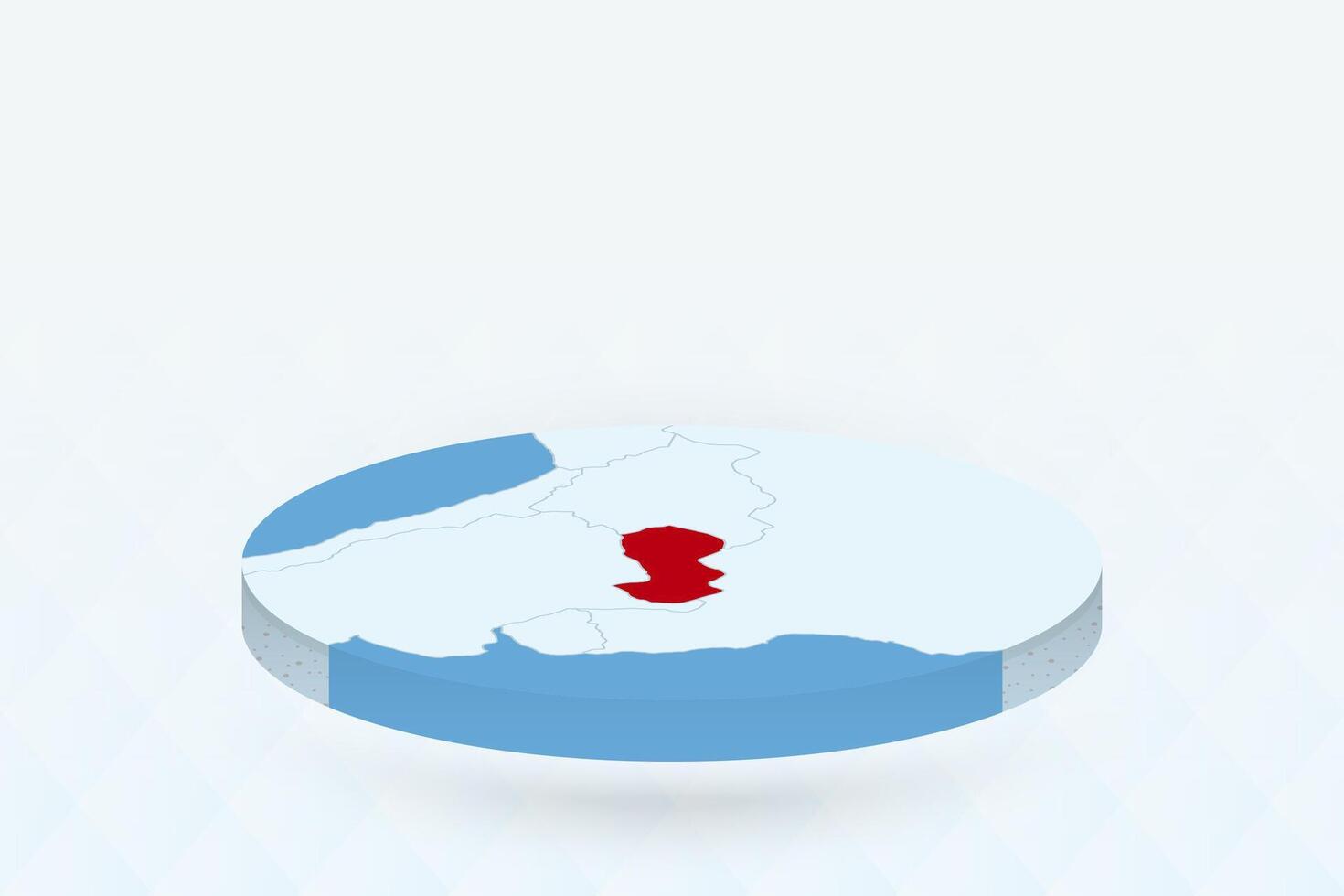 3D Isometric Map Highlighting Paraguay in Red. vector