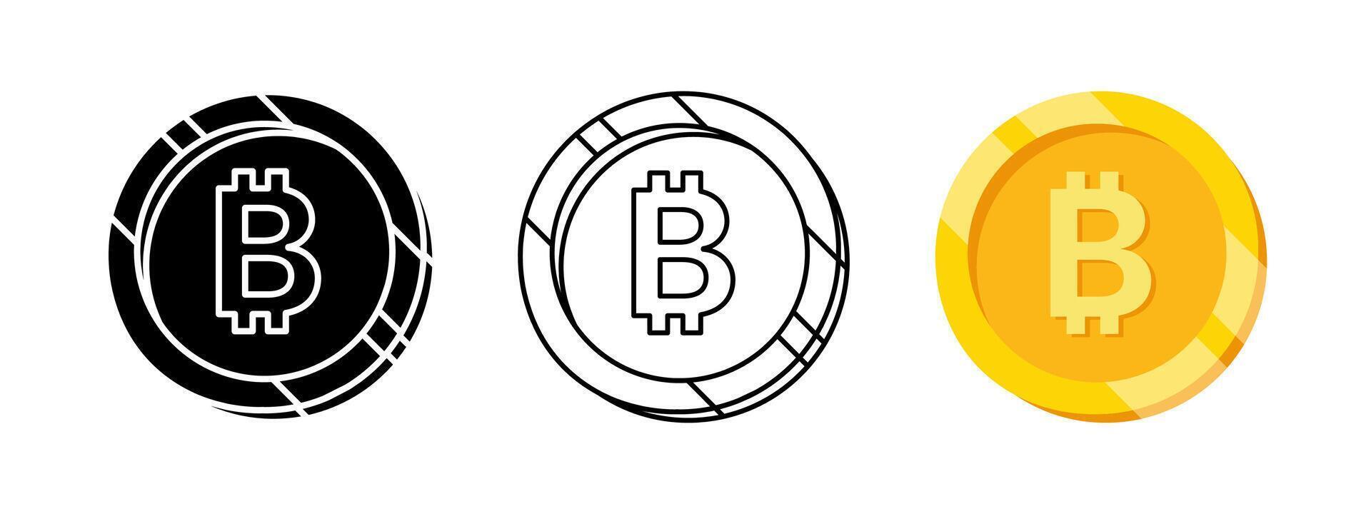 Bitcoin icon. Crypto currency symbol. Bitcoin golden 3D coin illustration. Bitcoin crypto stock exchange sign. Digital crypto currency cartoon pictogram. Virtual banking concept. vector