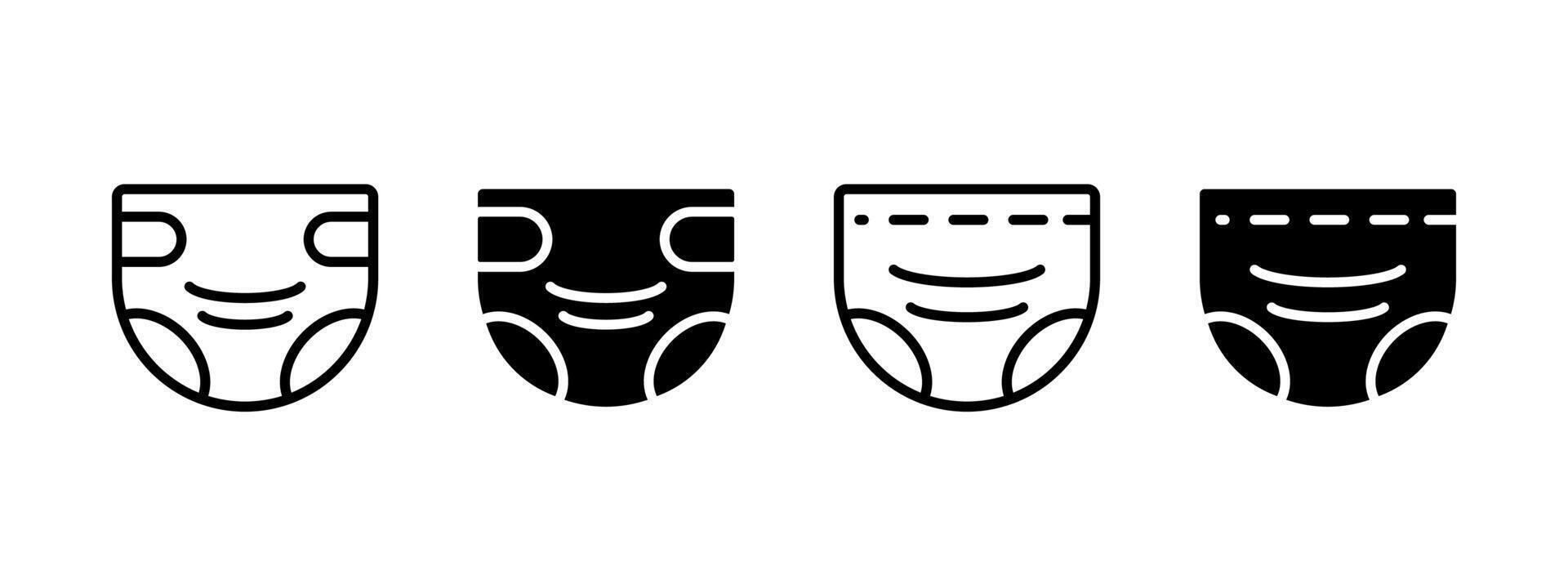 Baby diaper icon. Nappy symbol. Children hygiene stuff pictogram. Toddler diaper illustration. Baby pants sign. Disposable diaper concept. vector