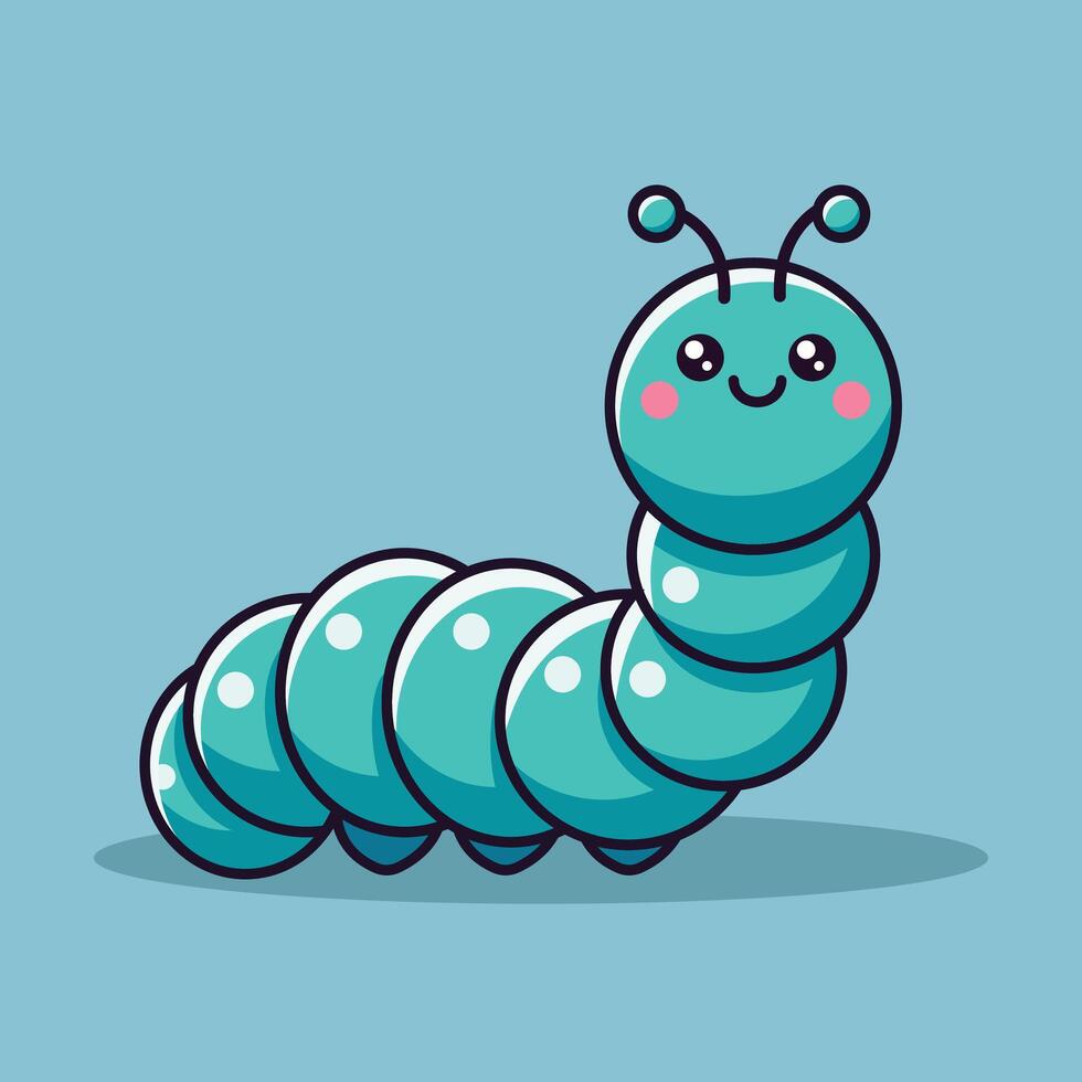 Flat Cute Caterpillar Cartoon Icon Illustration. Animal Icon Concept Isolated Premium . Flat Cartoon Style vector