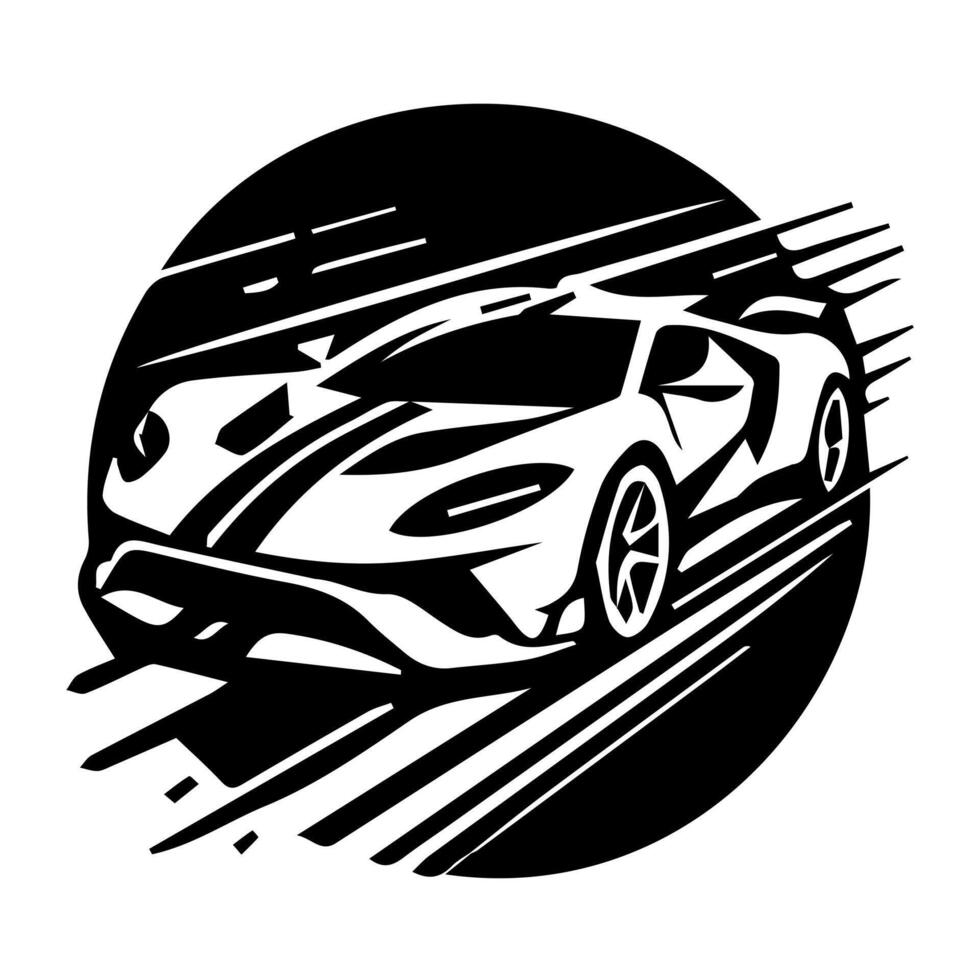 A black and white racing car logo vector