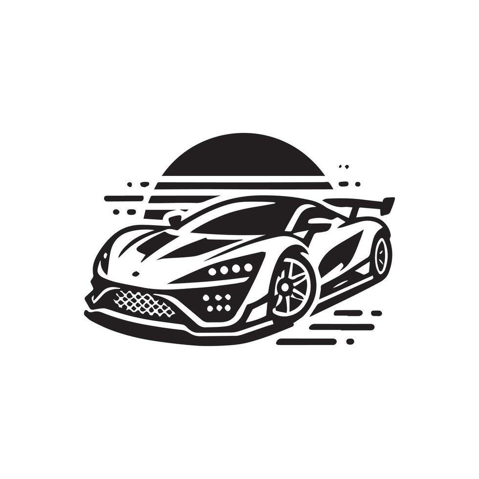 A black and white logo for a sports car vector