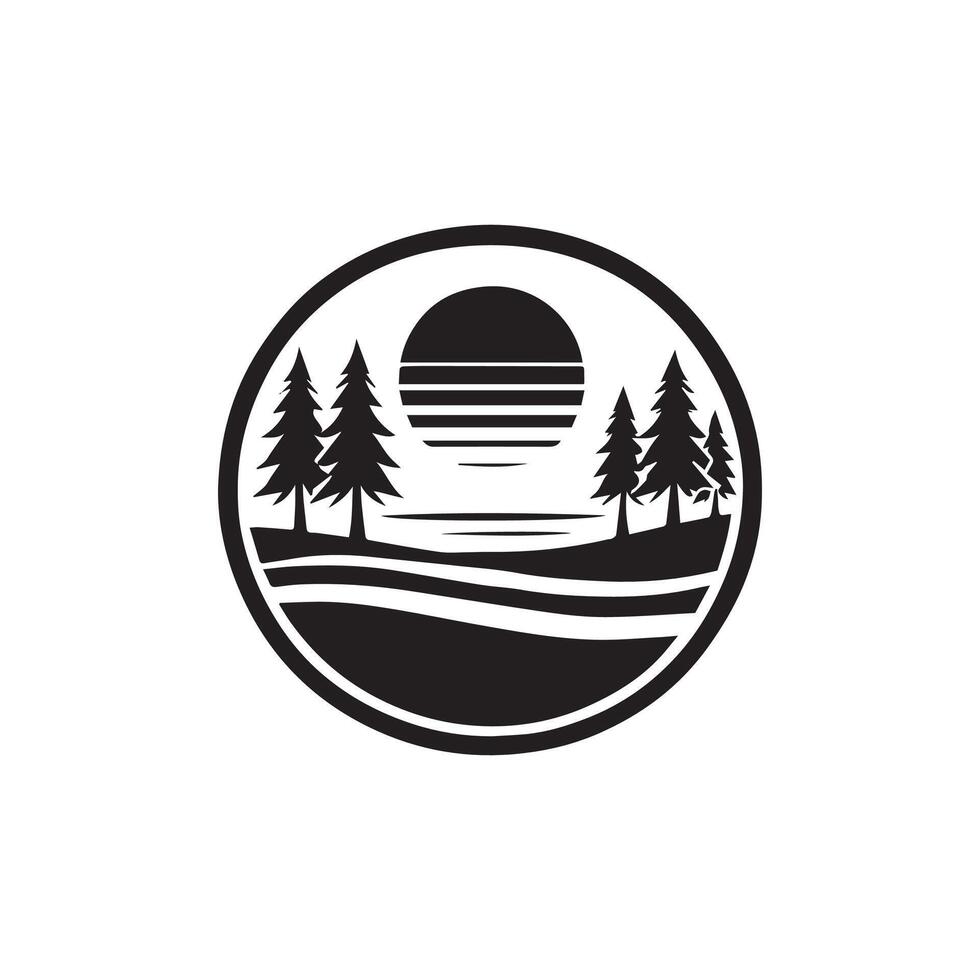 A black and white logo for a company that sells pine trees vector
