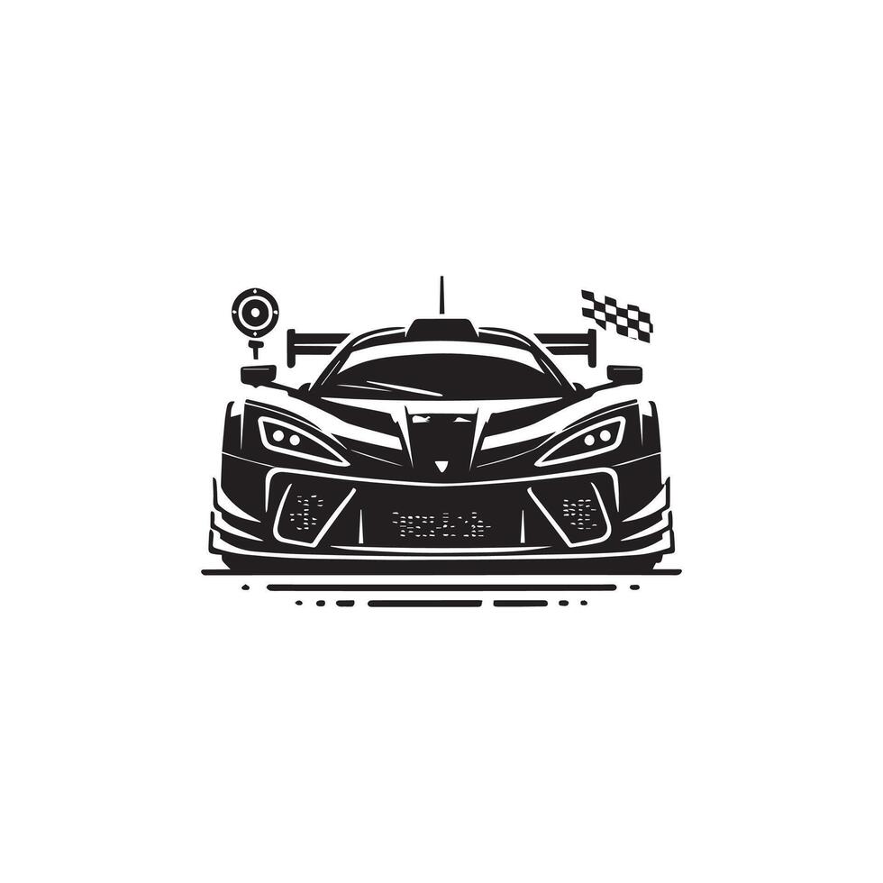 A black and white logo for a racing car vector