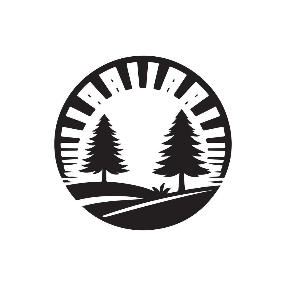 A black and white logo of two trees vector