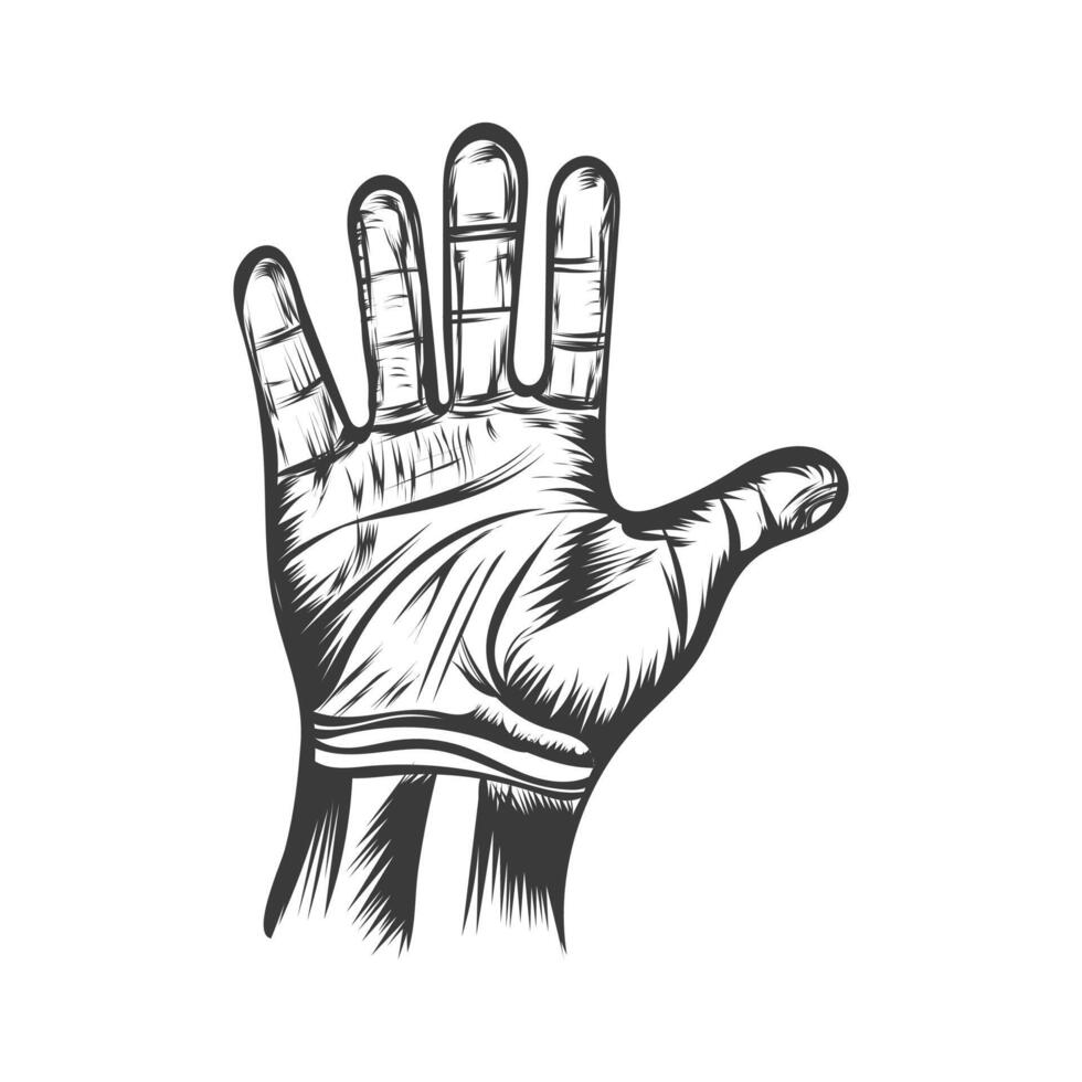 hand , art design hand drawn style black and white vector