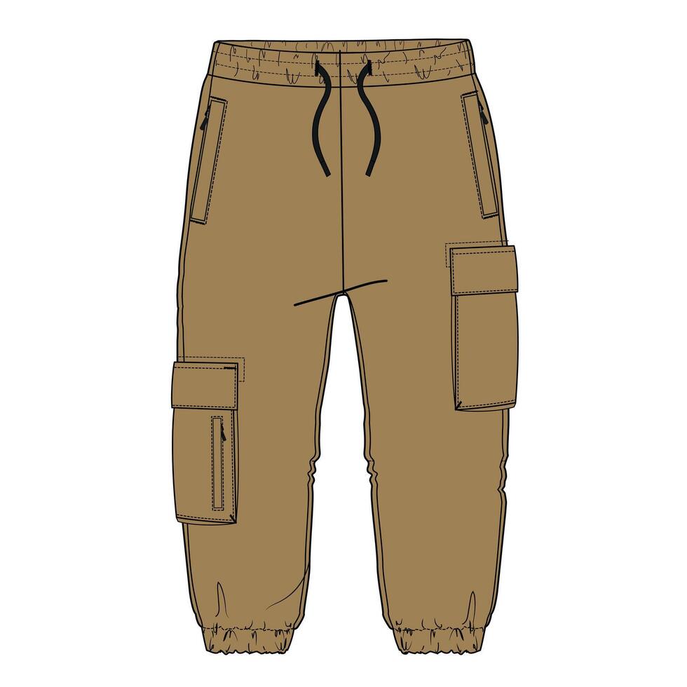 A drawing of a pair of cargo pants vector
