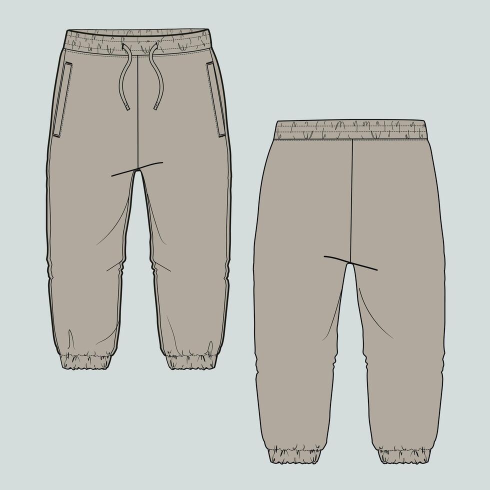 The men's sweatpants are shown in a sketch vector